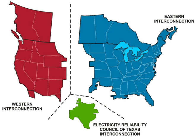 Map of the North American electricity interconnections