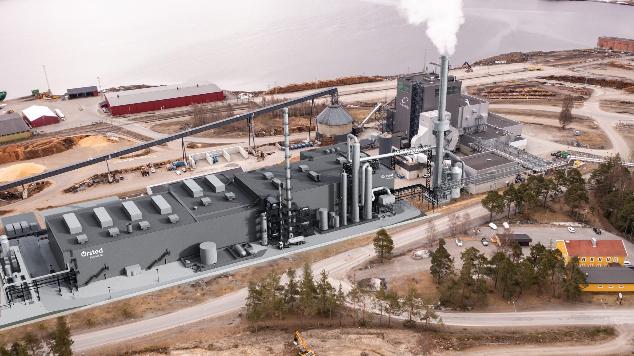 A rendering of Orstead's FlagshipONE project, the largest e-Methanol project in Europe