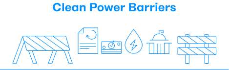 Graphic illustrating clean power barriers