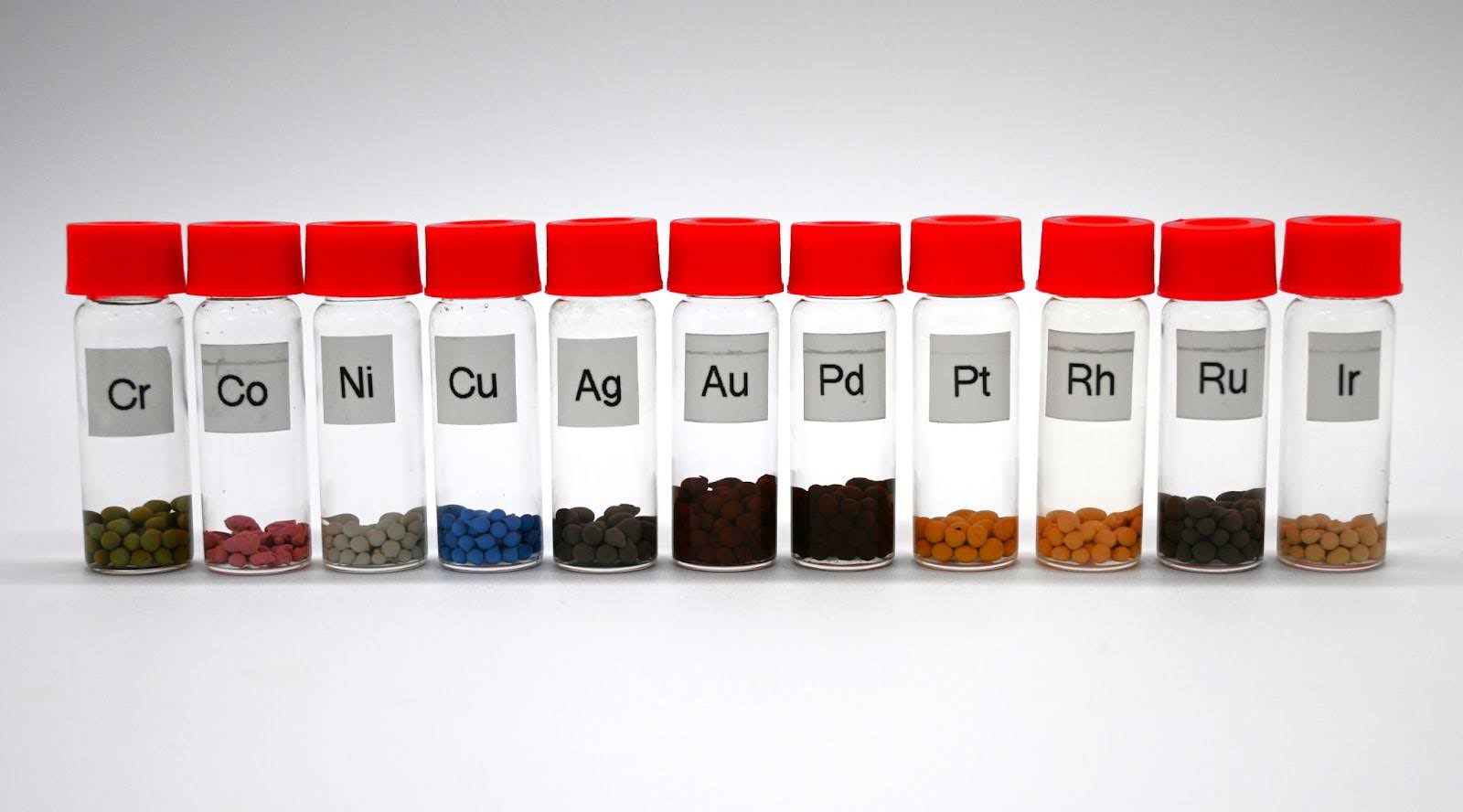 Sorbent beads and membranes tuned with different chemistries to tune the selectivity of the materials. The materials shown are after capturing specific metals - the metal causes color change of the material.